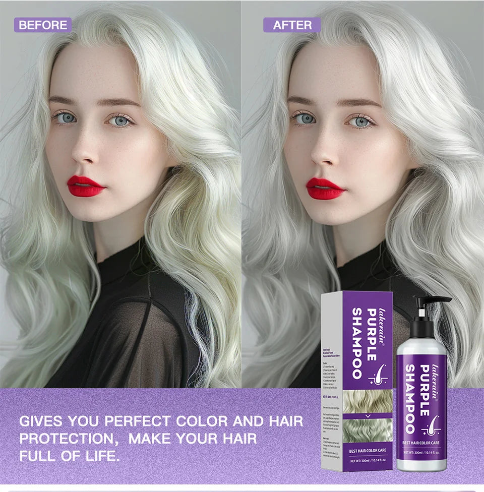 Purple Hair Dye Shampoo for Blonde to Cover Gray Non-irritating Hair Fading Yellow After Bleach Hair Shampoo Gray Hair Remedy