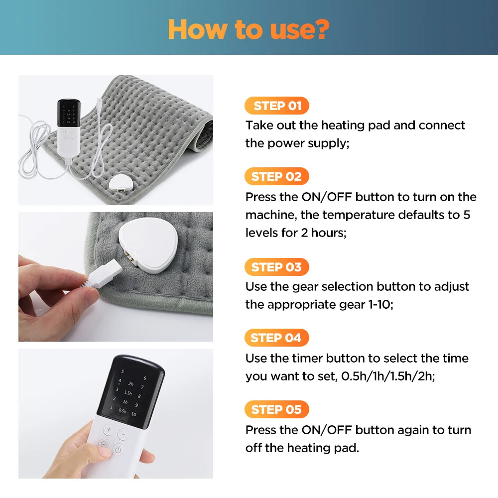 Home Electric Heating Pad Back Shoulder Office Winter Warming Blanket 10 Heat Thermal Mat Abdomen Period Menstrual Belt