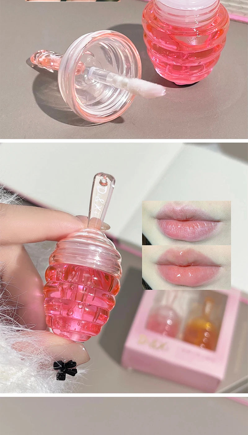 Kleines Honeypot Lippenöl, feuchtigkeitsspendendes und verblassendes Lippenmuster, Wasser-Lippenbalsam Dudu Lips
