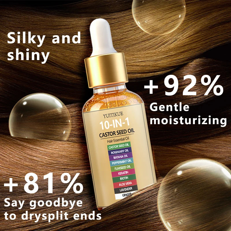 YUITIKUE 10-IN-1 Castor Seed Hair Oil | Natural Blend Of Batana, Rosemary & Biotin | For Deep Nourishment & Healthy Hair & Scalp
