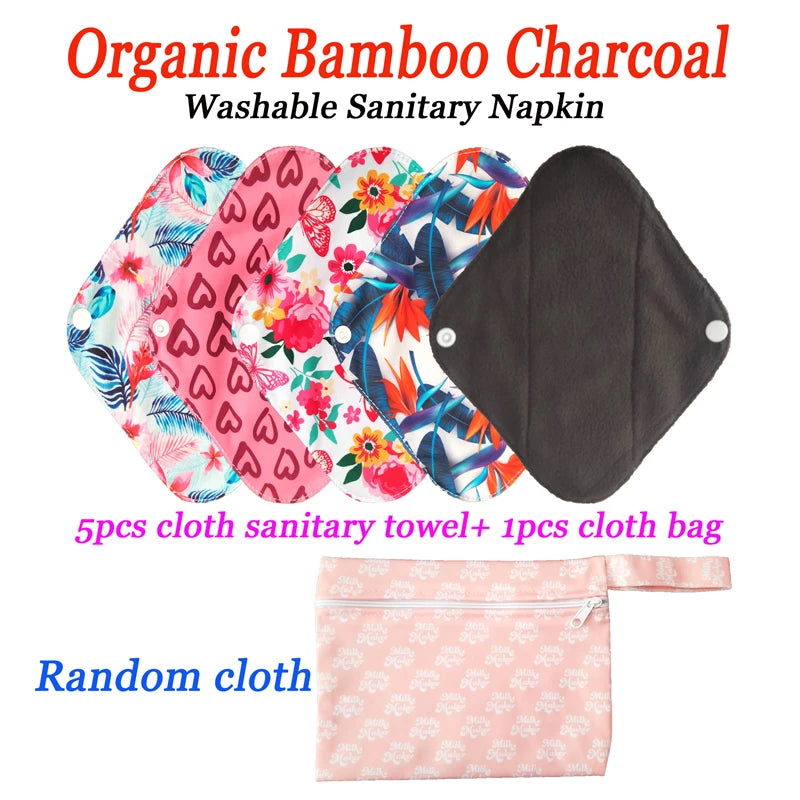 6pcs/lot Health Feminine Hygiene Bamboo Charcoal Panty Liner Reusable Waterproof Ventilate Material Menstrual Cloth Sanitary Pad