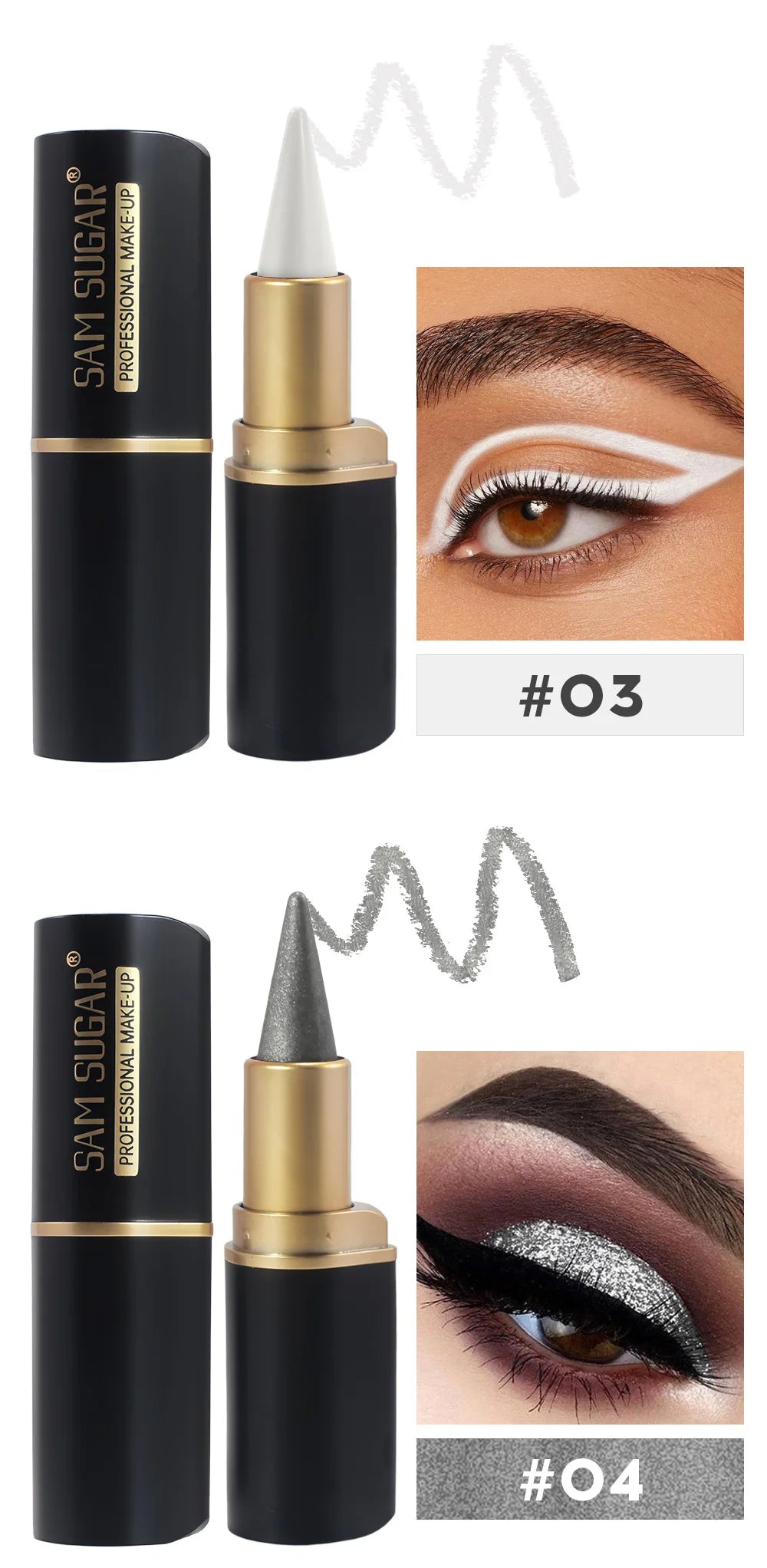 Black Waterproof Eyeliner Pen Long Lasting 24H Smudge Proof Gel Makeup Highlighter For Smokey Eye Look Fast Drying