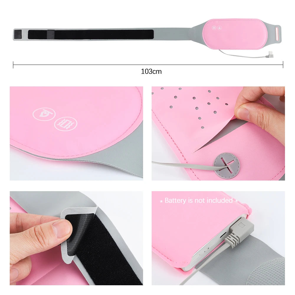 USB Menstrual Electric Heating Pad for Abdominal Vibration Massager Women Period Care Belly Heater Winter Warming Palace Belt
