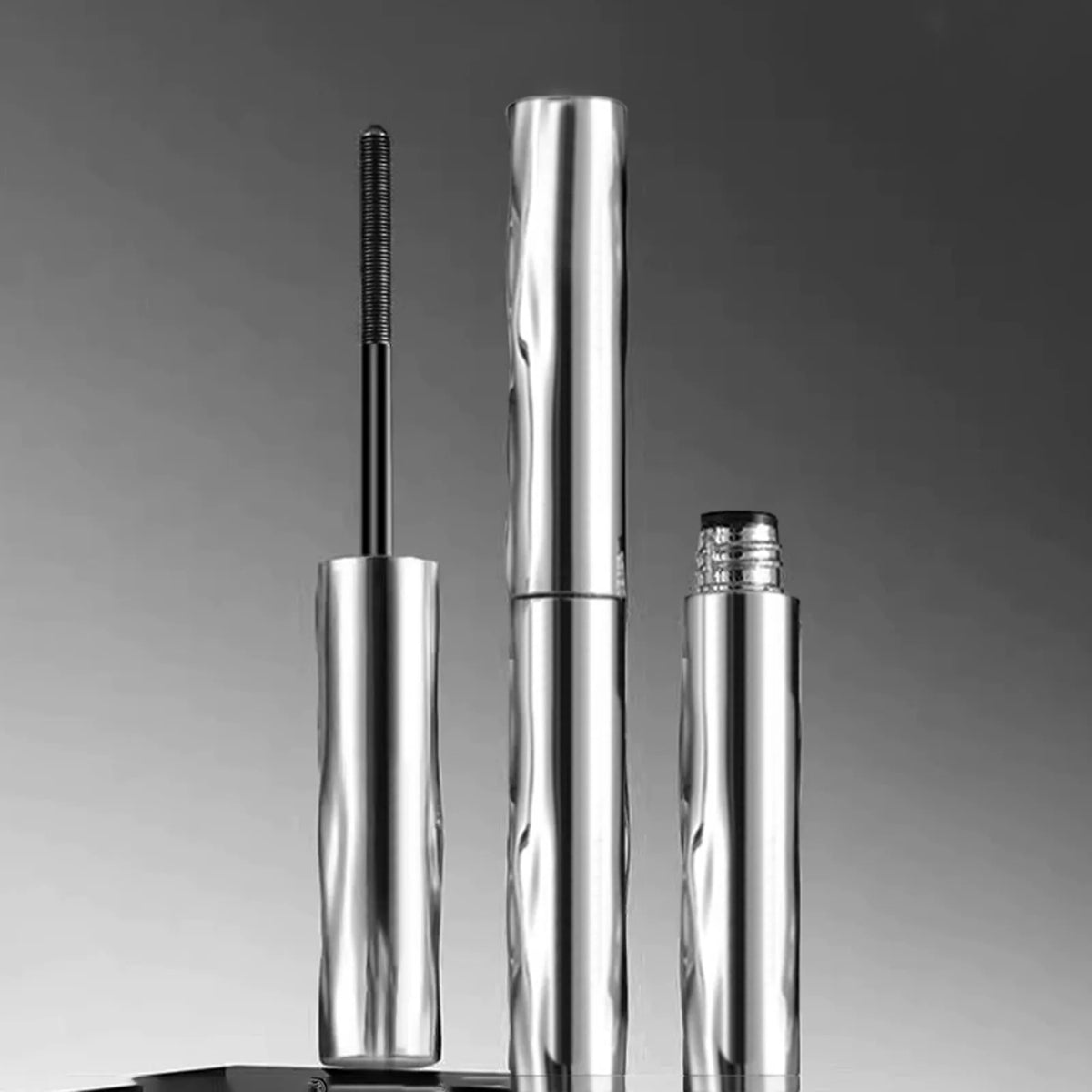 Waterproof Metallic Tube Mascara Black Silk Fiber Long Curling Non-Clumping Eyelash Extensions Spiral Makeup for Eyes