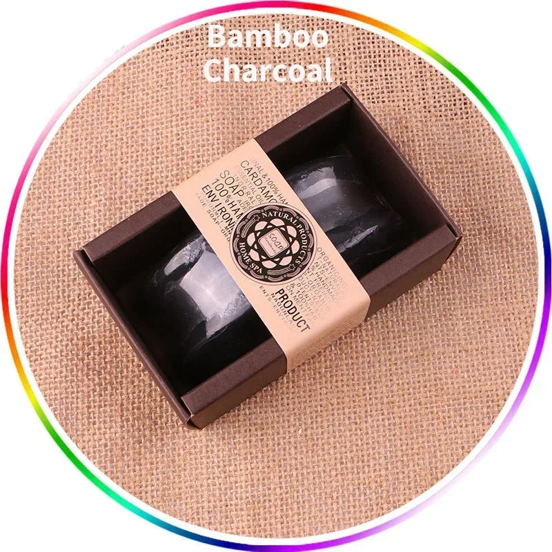 130g Goat Milk Soap Essential Oil Soap for Bamboo Charcoal,Papaya, Sandalwood, Honey, Lemon, Coffe ,Lily