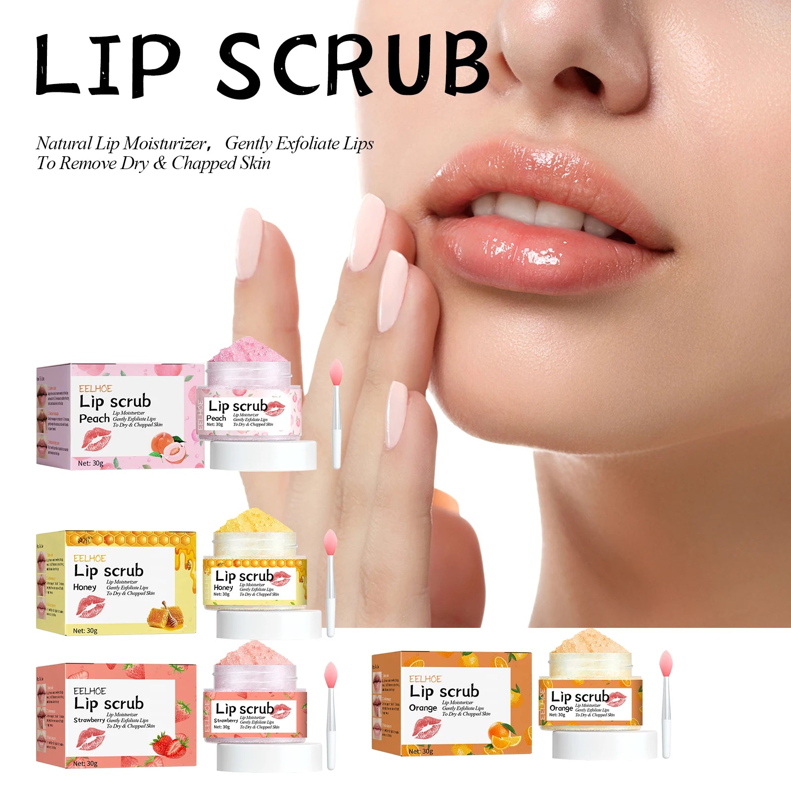 Lip Scrub Fruit Strawberry Orange Honey Brightening Lip Color Exfoliating Deep Cleaning Dead Skin Lipstick Moisturizing Lip Care