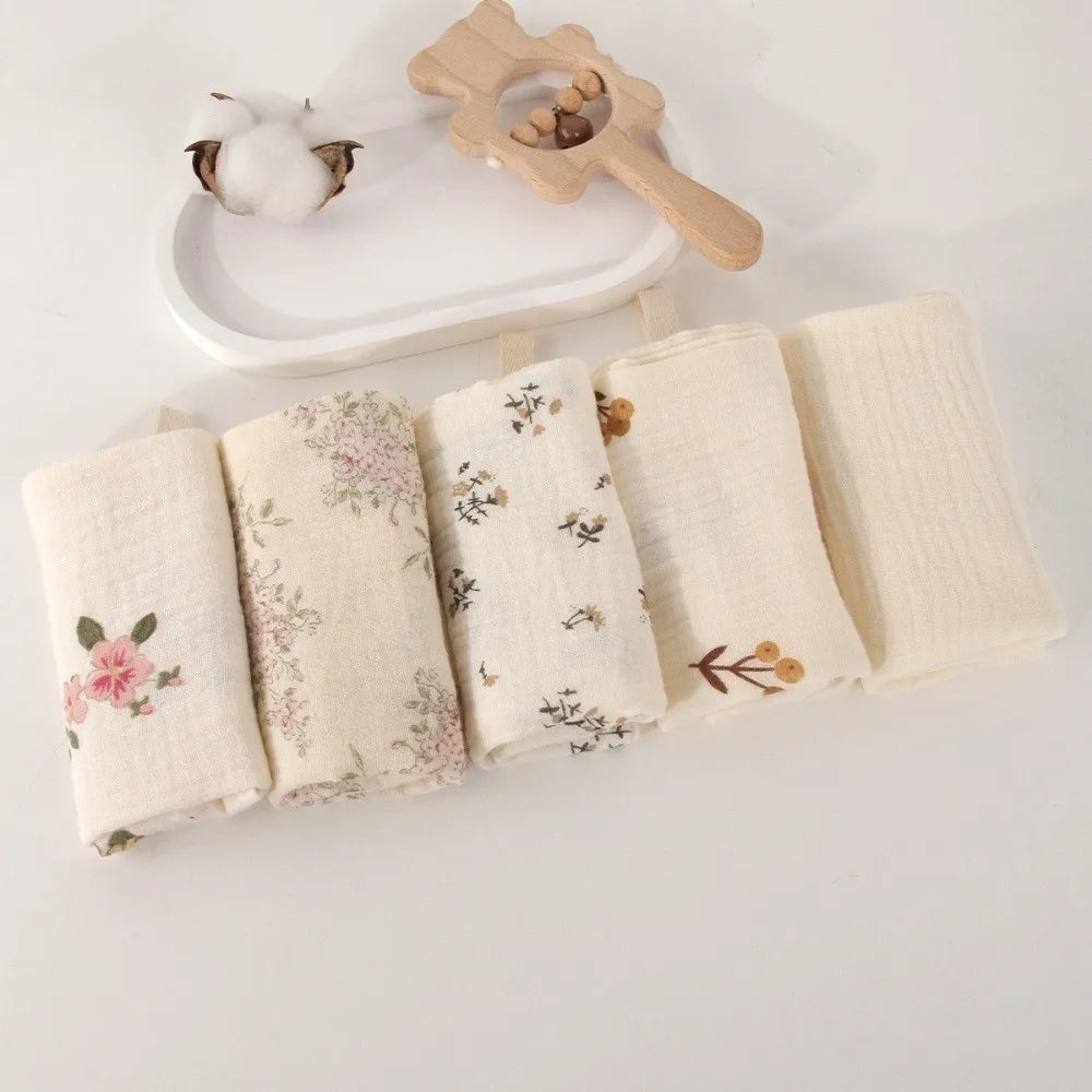 Portable High Quality 4-Layer Pure Cotton Cotton Washcloth Absorbent Soft Square Towels Gauze Cotton Towels Newborn Burp Cloth