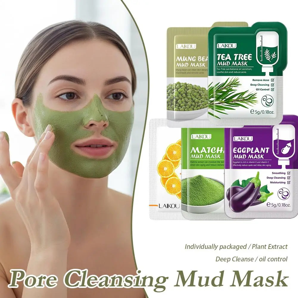 LAIKOU Mud Mask Deep Cleansing Remove Acne Oil Control Mask Hydrating Smooting Face Skin Balance Skin Tone Mud Mask for Women