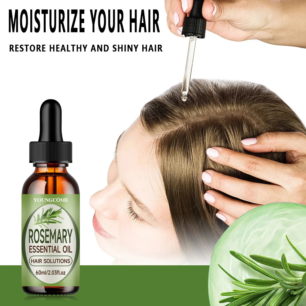 Rosemary Hair Essential Oil Hair Mask Nourishing Hair Oil Smoothing Shine Soft Hair Serum Repair Damaged Frizz Dry Hair Treatmen