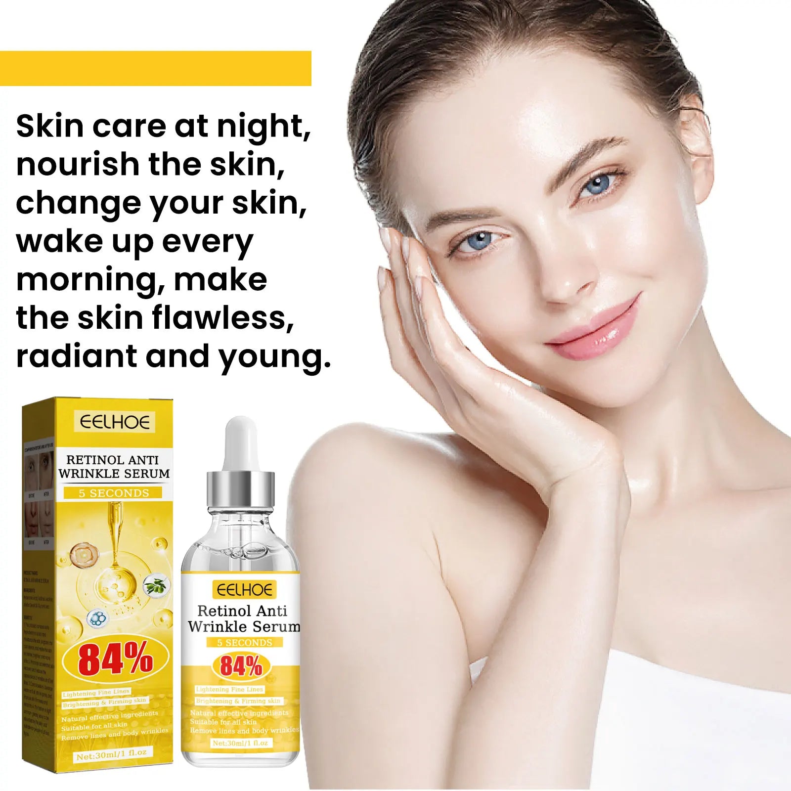 EELHOE Retinol Anti‑Wrinkle Serum Deep Soothing Fine‑Line Minimizer Pore Reduction Improve Dullness Facial Nourishing Essence