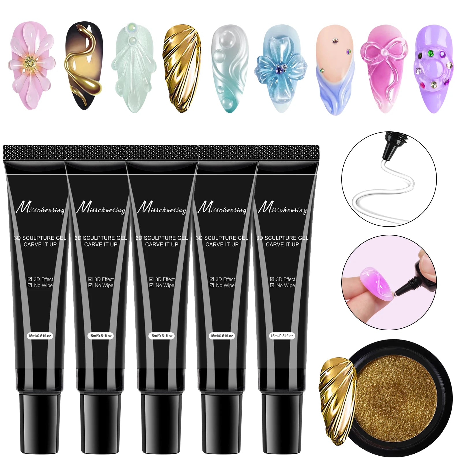 15ml 3D Nail Art Gel - DIY Designs Waterproof Sculpting gel Waterproof Nail Art Design Gel for Intricate Carvings & Shapes