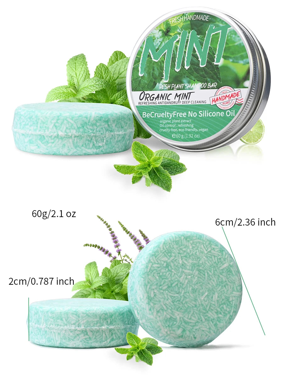 60g Mint Herbal Shampoo Plant-Based Soap for Oil Control Dandruff Hand Soap Genuine Herbal Product for Scalp Care