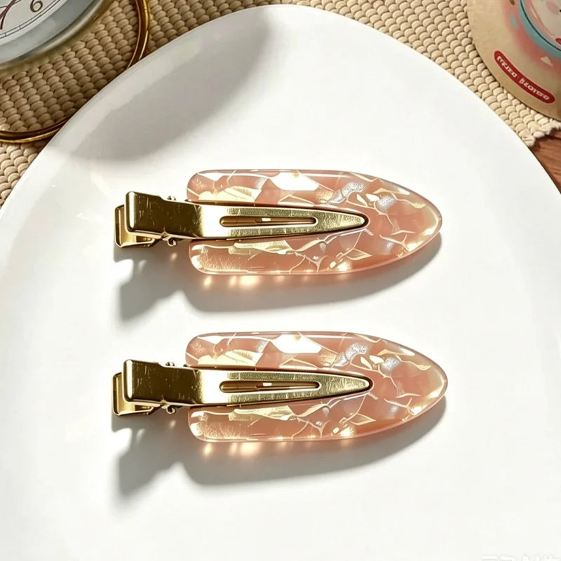 2/6pcs Golden Alloy Seamless Hair Clips For Women Luxury Retro Daily Wear Bangs Clip Side Clips Fashion Girl Duckbill Clip