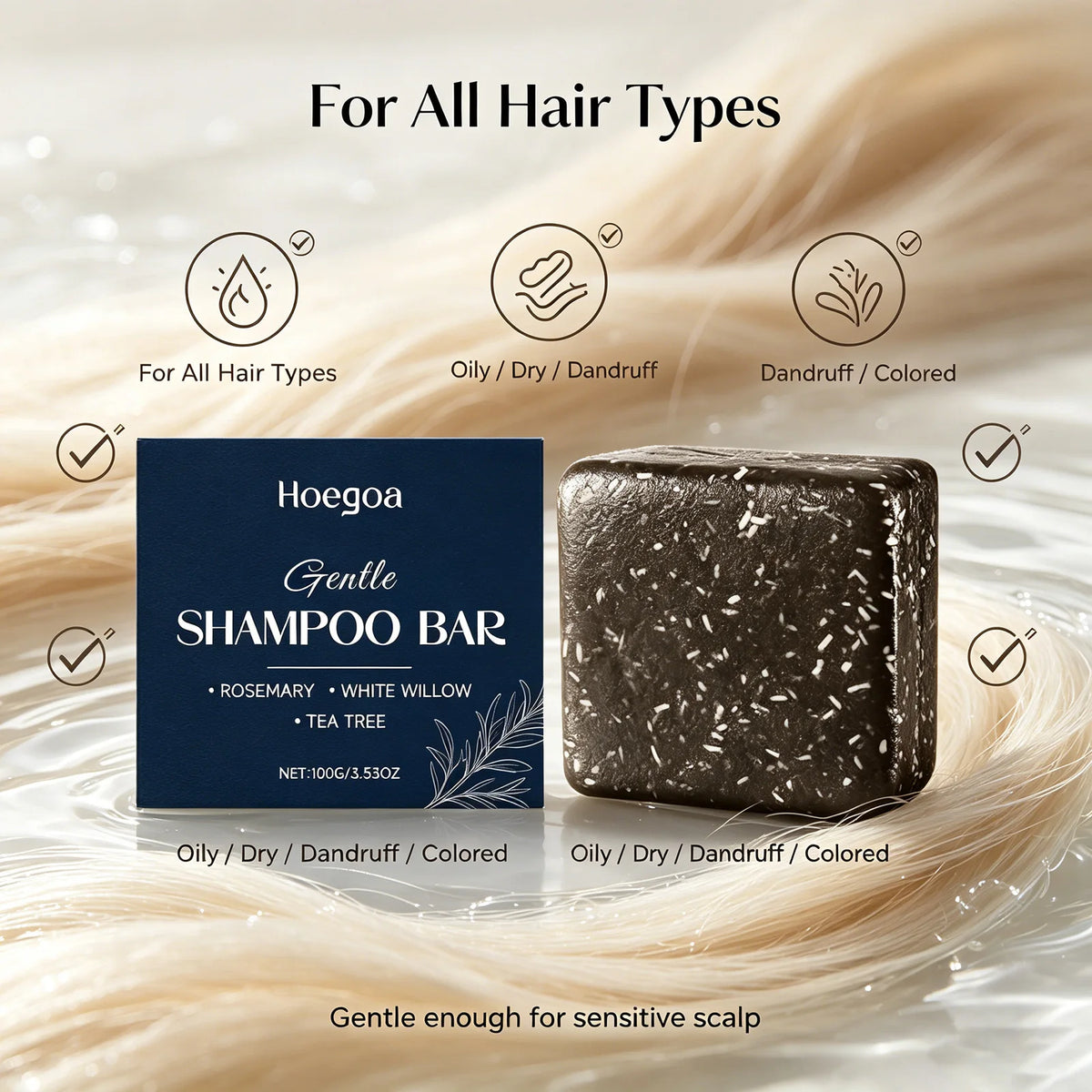 Rosemary Shampoo Bar for Hair Growth Natural Solid Shampoo with Rosemary Oil for Oily Scalp & Dry Hair Care for Women & Men 100g