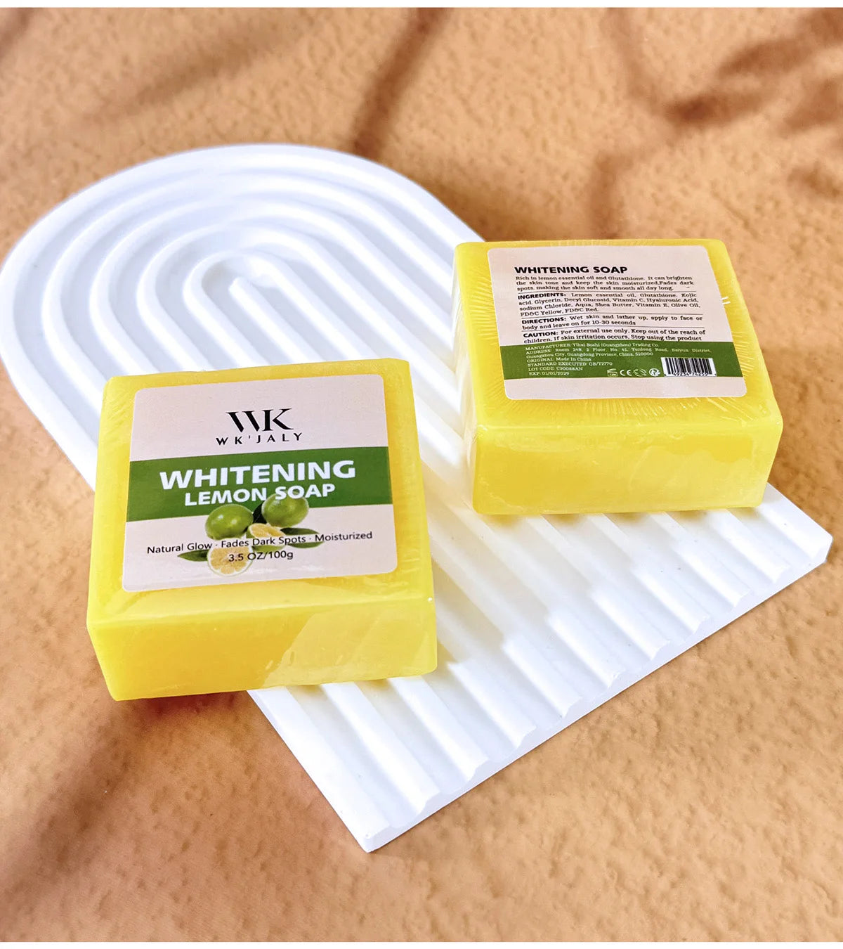 WK JALY Whitening Lemon Soap, Natural Glow, Fade Dark Spots, Moisturized, With Glutathione, Shea Butter Oil, For Face And Body