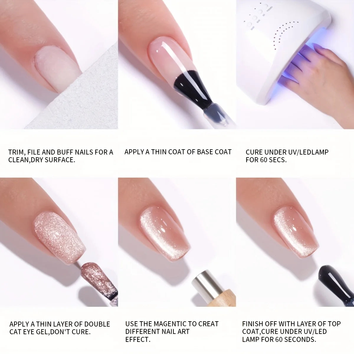 1pc 10ml Holographic Glitter Mirror Porcelain White Cat Eye Gel Polish Magnetic Galactic Effect Gel Nail Polish Soak Off UV LED
