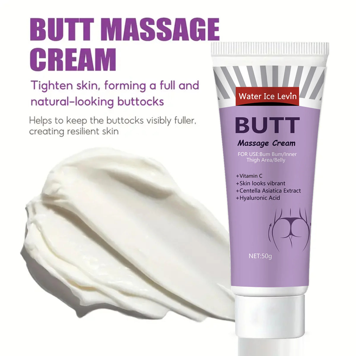 Hip cream with glycerin, vitamin C and hyaluronic acid for all skin types