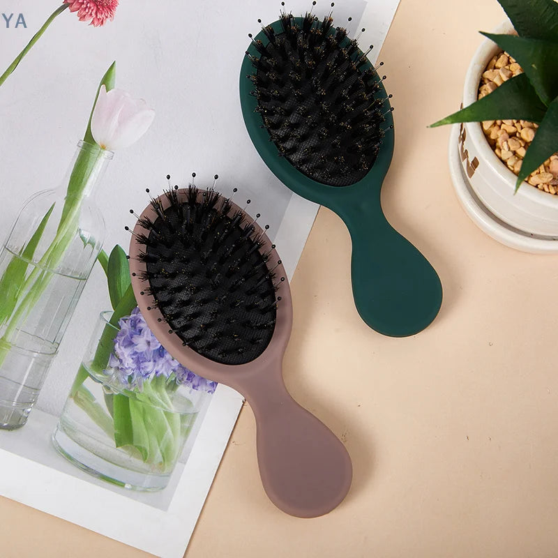 [Y]1PC Oval Boar Bristle & Nylon Hair Comb Mini Anti-static Hair Scalp Massage Comb Hairbrush Salon Hair Care Brush Styling Tool