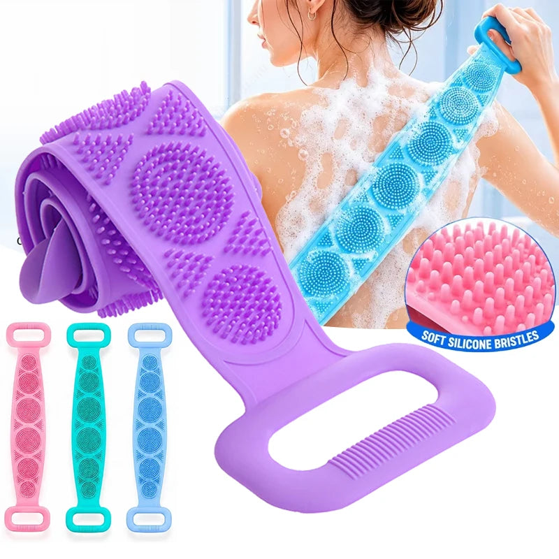 New Silicone Scrubber Back Massage Exfoliating Sponge Bathroom Bath Brush Scrub Shower Brush Body Wash Scrub Removal Bath Spong