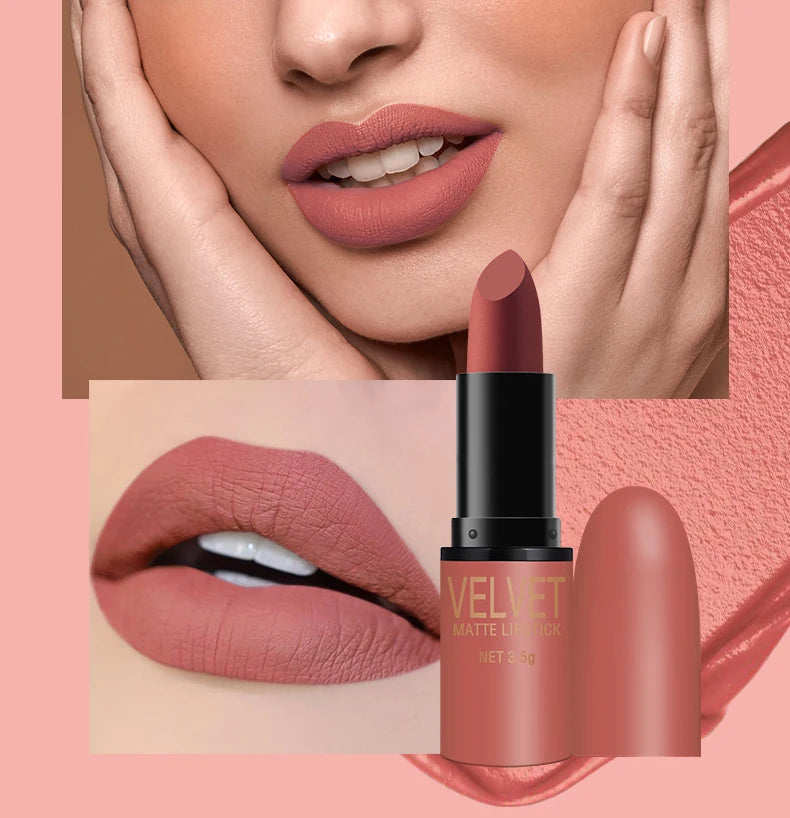 Matte Lipstick Set with Matte Finish, Waterproof and Not Easy to Stick to Cups, 6-Color Gift Box Lipstick Set