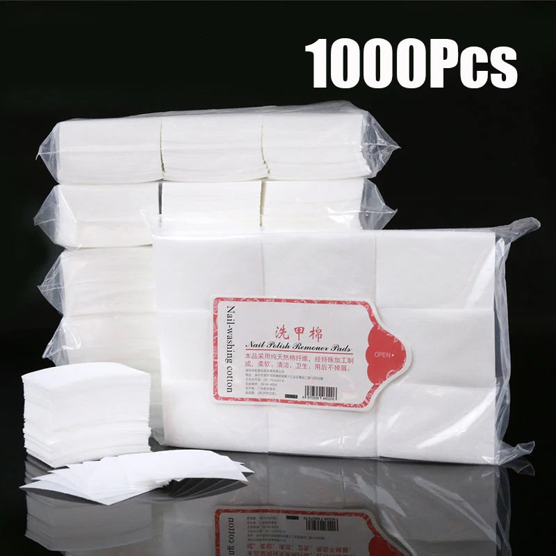 100/3000Pcs Professional Nail Wipe 100% Cotton Pads Lint-Free Nail Cotton Gel Polish Remover Nail Art Cleaning Tools