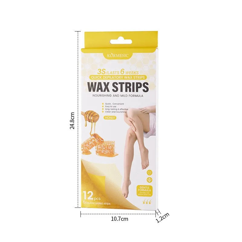 12 Pcs Depilatory Wax Strips Waxing Kit for Women Men Face Leg Arm Body Gentle Non-Irritating Quick Easy Hair Beauty Tools