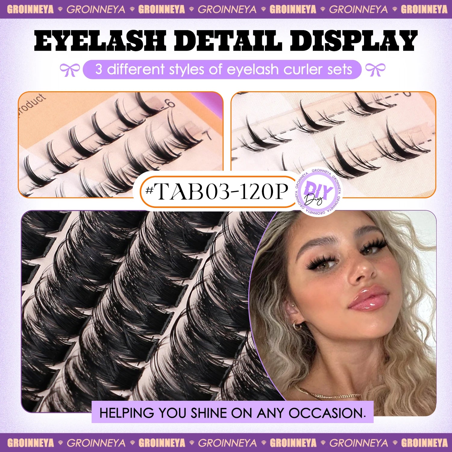 GROINNEYA Manga Lash Clusters Kit Fluffy 3D Mink Faux Cluster Lashes Kit Lashes Extension with Bond and Seal Makeup Kit