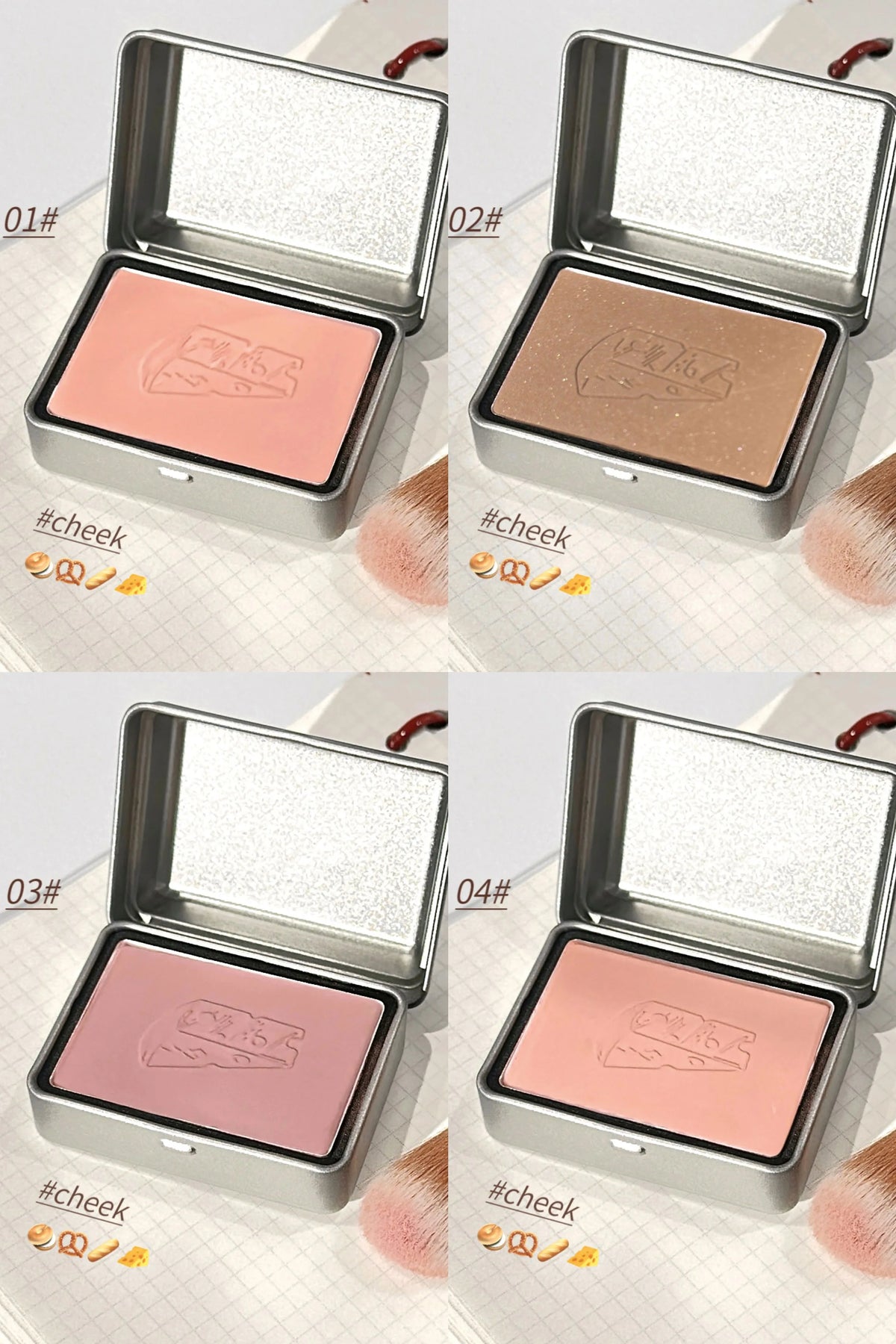 BLACKNANA Square Iron Box Single Color Blush Cream Low Saturation Gray Pink Long-lasting Makeup Tender Rouge