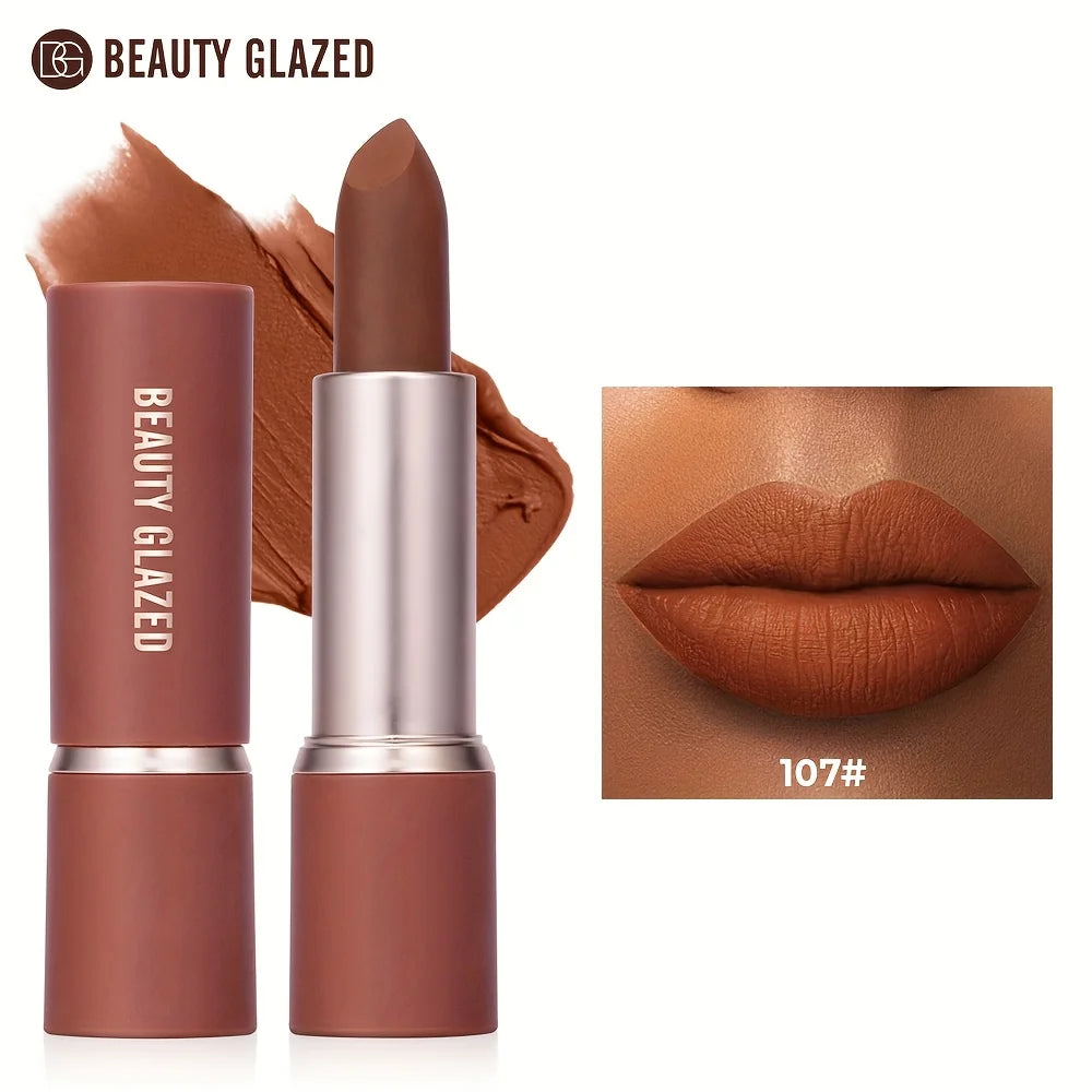 Barely Matte Cocoa Lipstick Creamy Texture Nourishing Care Long Lasting Waterproof  All Skin Types Brown Hue Matte Lipstick