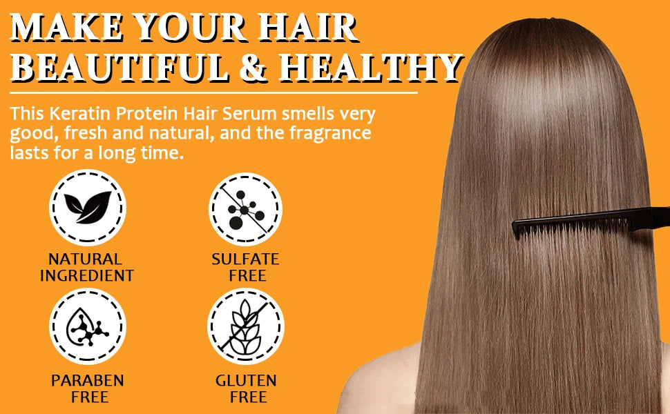 GOIPLE 4 in 1 Water-Based Keratin Serum Moisturizer Repair Dry Damaged Hair Smooth Control Frizz Oil Essence for Curly Frizzy