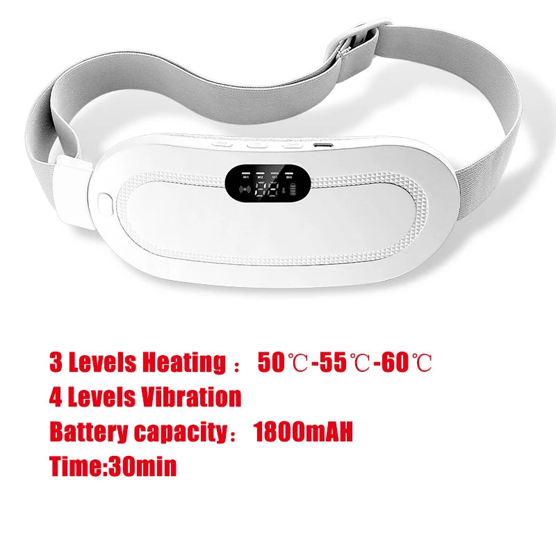 Electric Waist Massage Period Cramp Massager Vibrating Heating Belt for Menstrual Waist Stomach Abdominal Warm Palace Belt