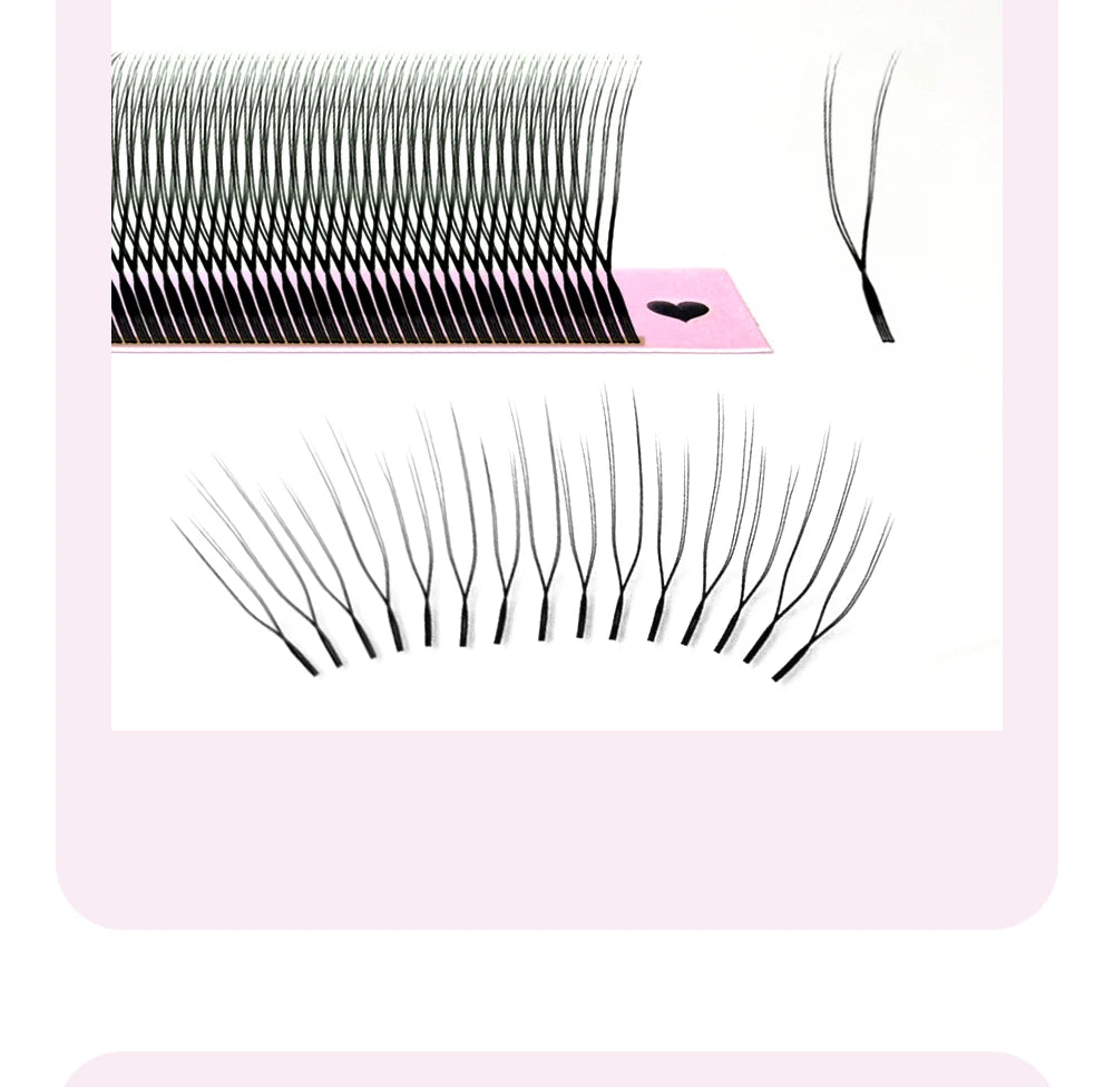 DIYDAY U-shaped YY Eyelash Extension Premium PBT Double Layer U Sahpe YY Lashes Ultra Soft Featherlight False Mink Eyelashes