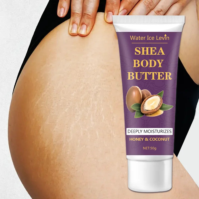 Shea Butter Body Cream, 24-Hour Moisturizing, Makes Skin Softer and More Elastic, Tightens Skin, Nourishing Body Massage, Suitable for Dry, Cracked, Light Beige Skin