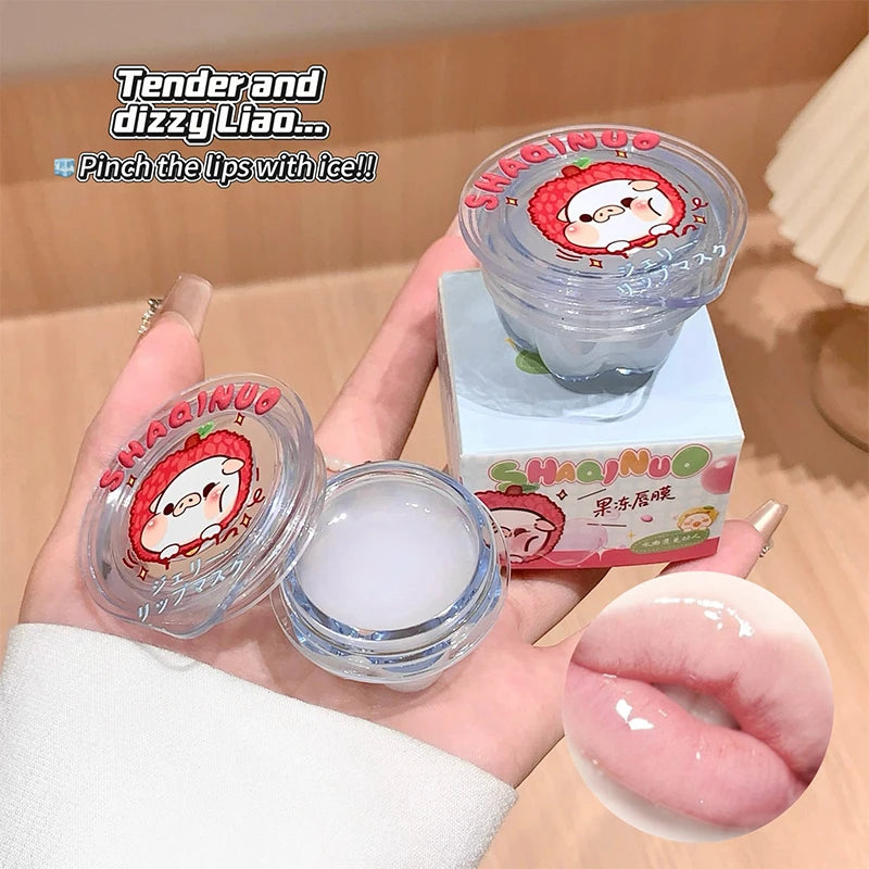 Shaqinuo Jelly Lip Mask Moisturizing and Hydrating Sleep Fruit Lip Balm for Students to Reduce Lip Lines and Prevent Dryness, a Christmas Gift Essential for Autumn and Winter.