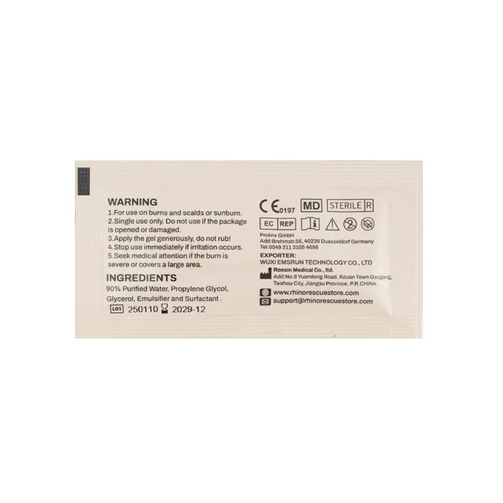 RHINO RESCUE Burn Gel Packets 3.5g First Aid Kit Cooling Soothing Cream for Home Camping