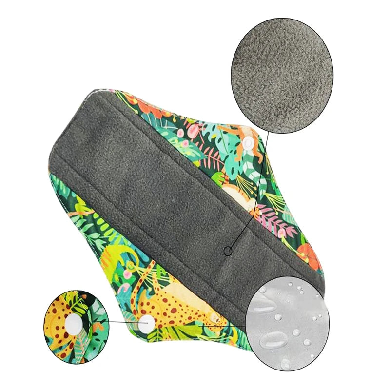 6pcs/lot Health Feminine Hygiene Bamboo Charcoal Panty Liner Reusable Waterproof Ventilate Material Menstrual Cloth Sanitary Pad