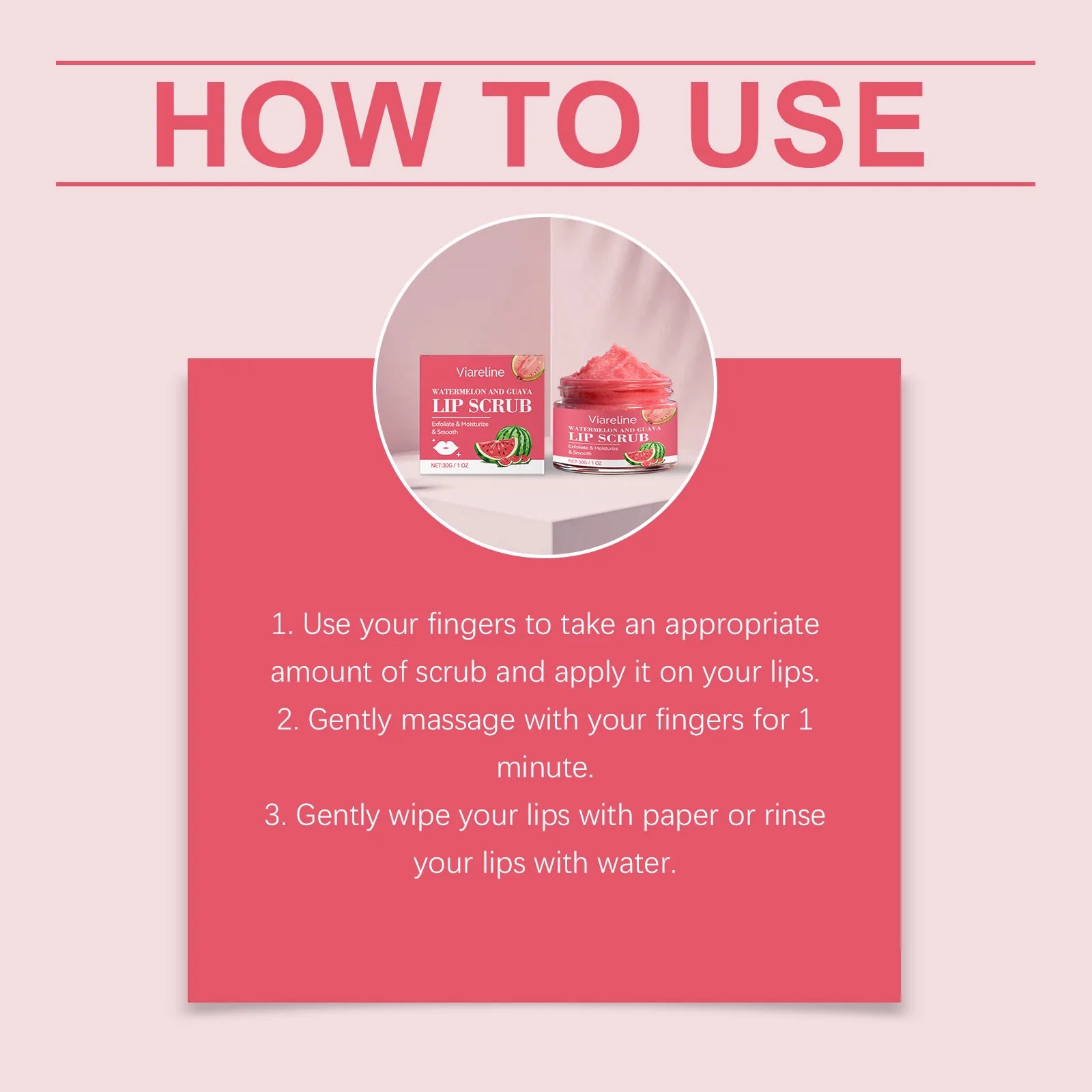 Watermelon Guajava Lip Scrub Natural Fruit Inspired Formula Smoothing Brightening Care For Dry Cracked Lip Repair K-Beauty Care