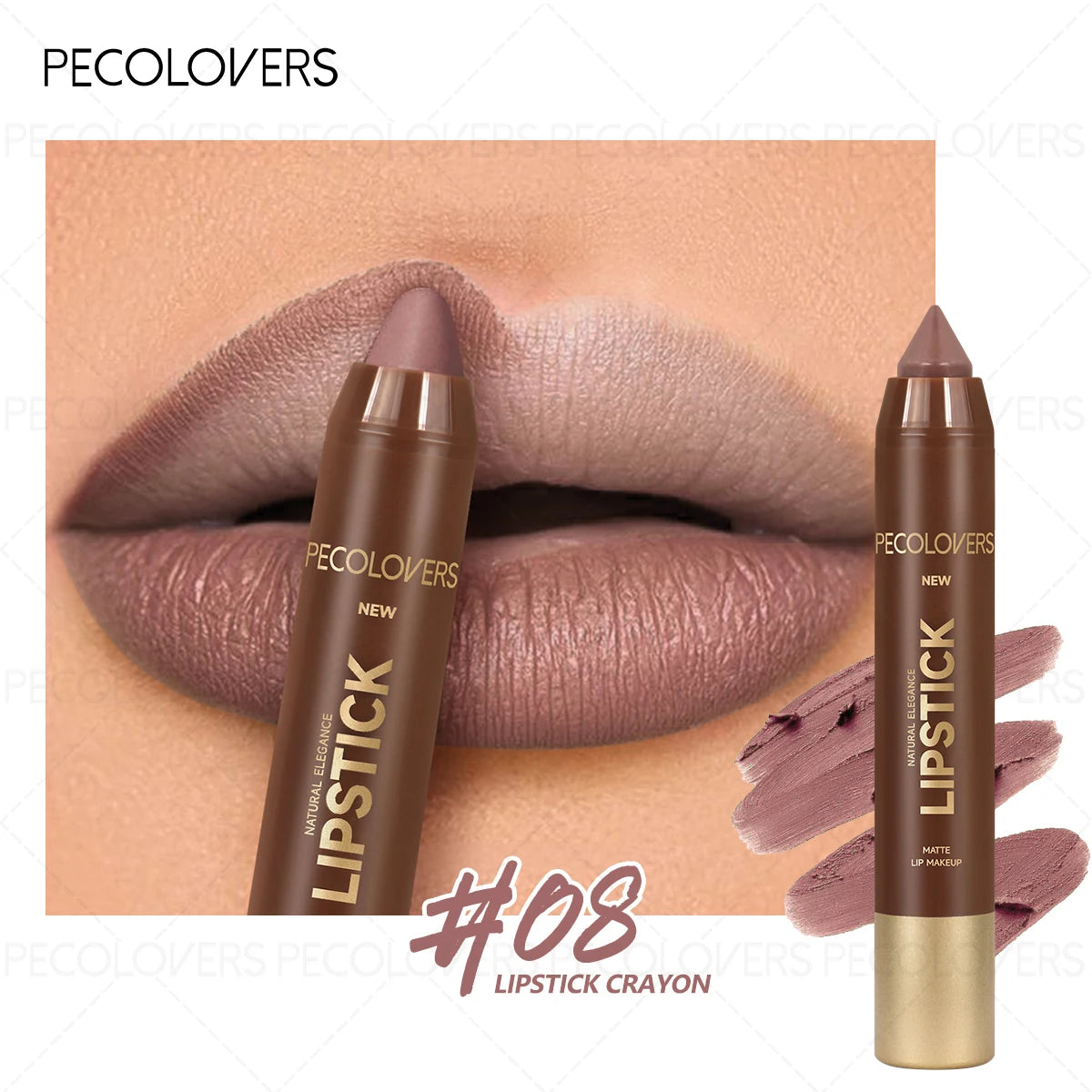 1PC Brown Matte Lip Liner Crayon, Smooth Application, Highly Pigmented, Long-lasting Wear, Lip Cosmetics