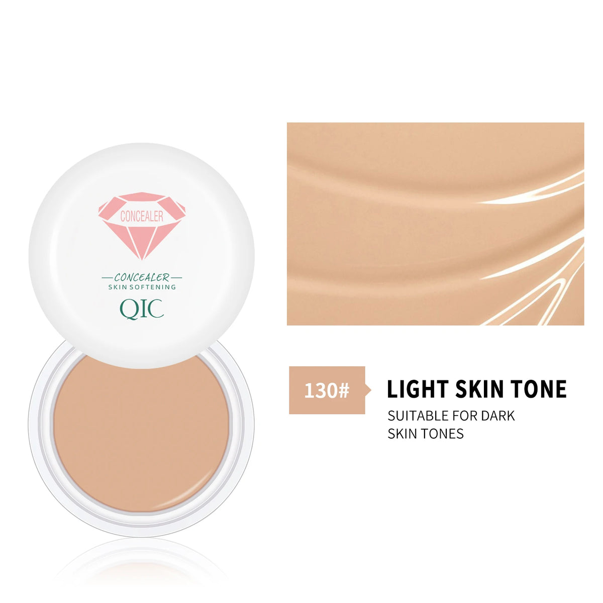 QIC Waterproof & Sweatproof Concealer Cream - Tattoo Coverage, Long-Lasting Foundation, Natural, Full Coverage, All Skin Types