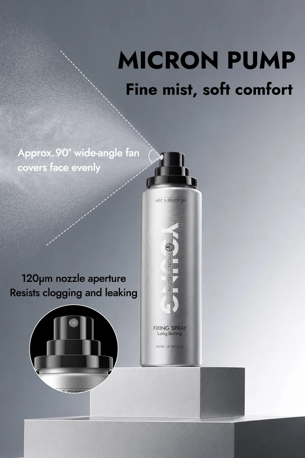 YOUNG VISION 100ml Makeup Setting Spray – Long-Lasting Matte Finish, Oil-Control, 3-Layer Film-Forming, Alcohol-Free, Hydrating,