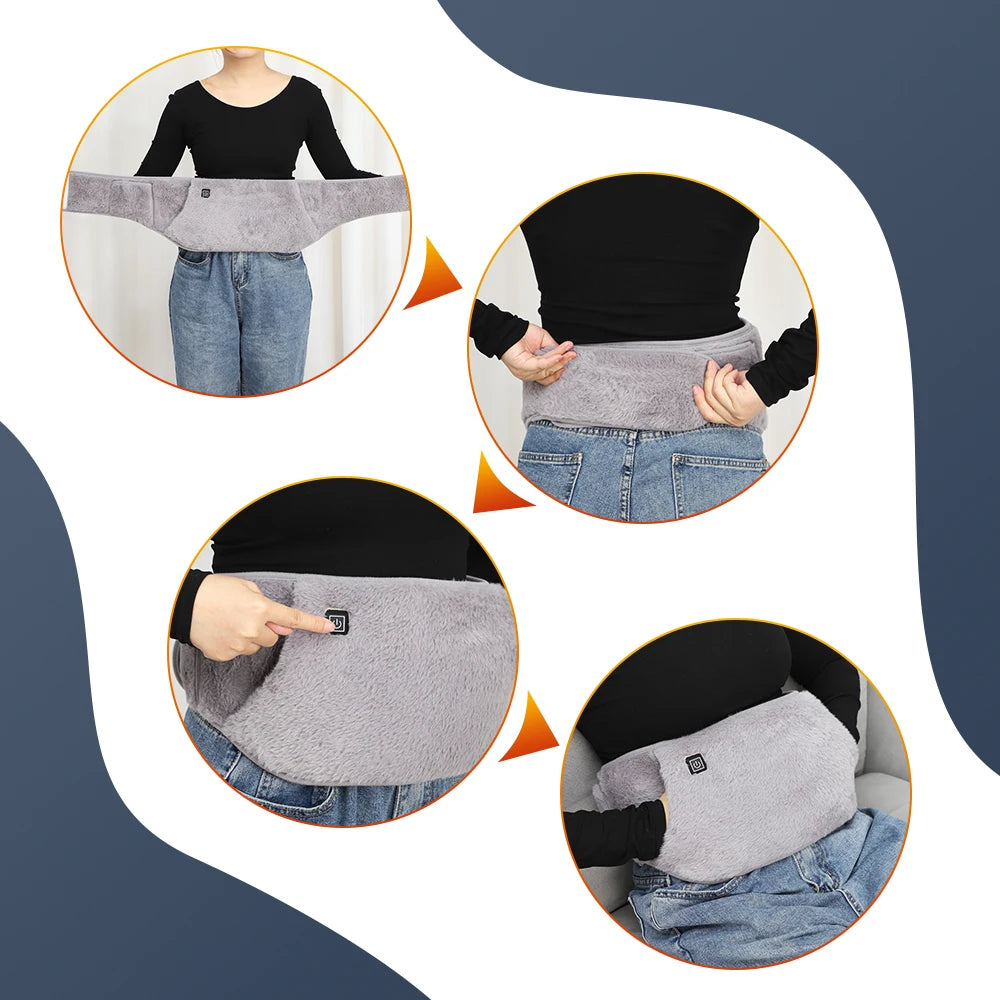 Electric Heating Period Cramp Belt 3 Levels Temperature Adjustable Menstrual Heating Pads Stomach Abdominal Warm Palace Belt