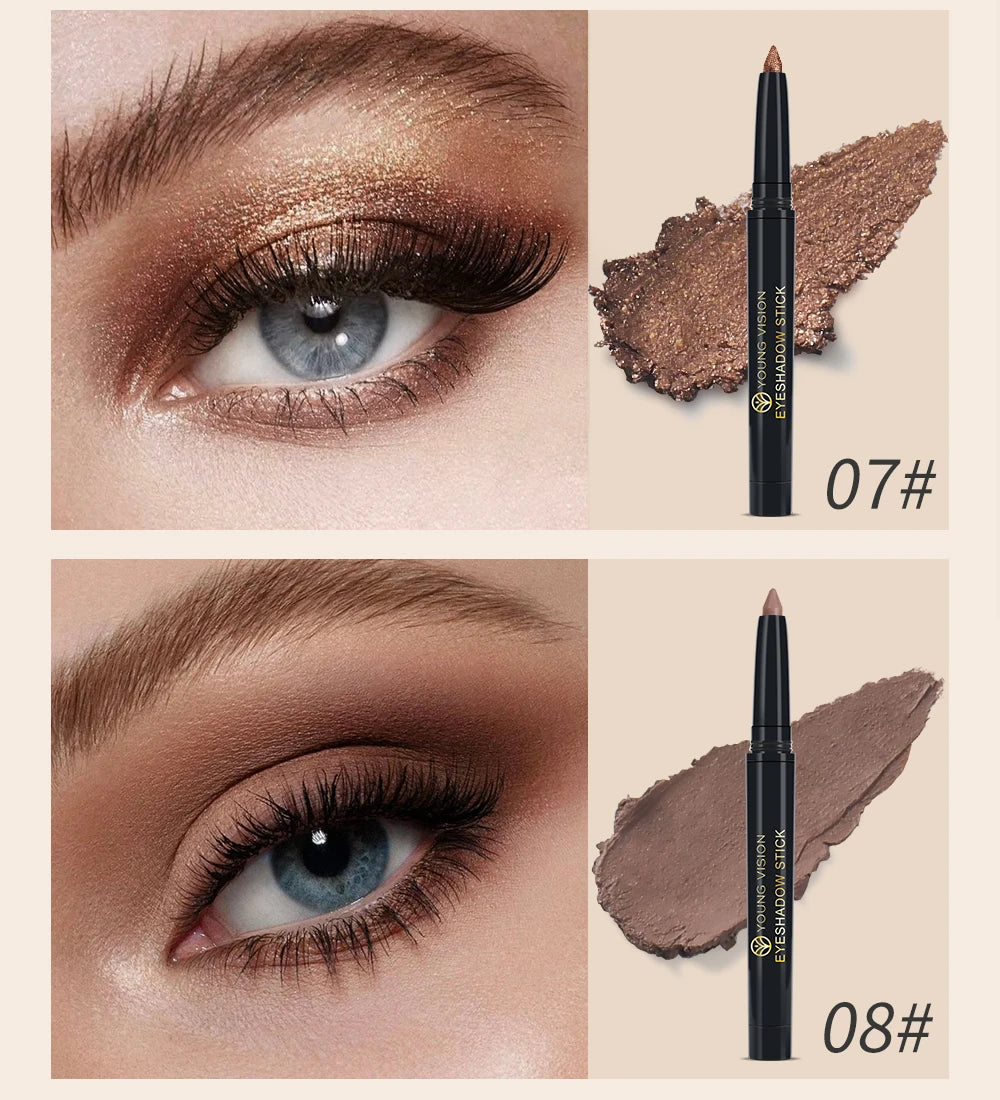 Shimmer & Matte Multi-Color Eyeshadow Sticks | Blendable, Long-Lasting Eye Shadow Pencils Smooth Application for Bold or Natural