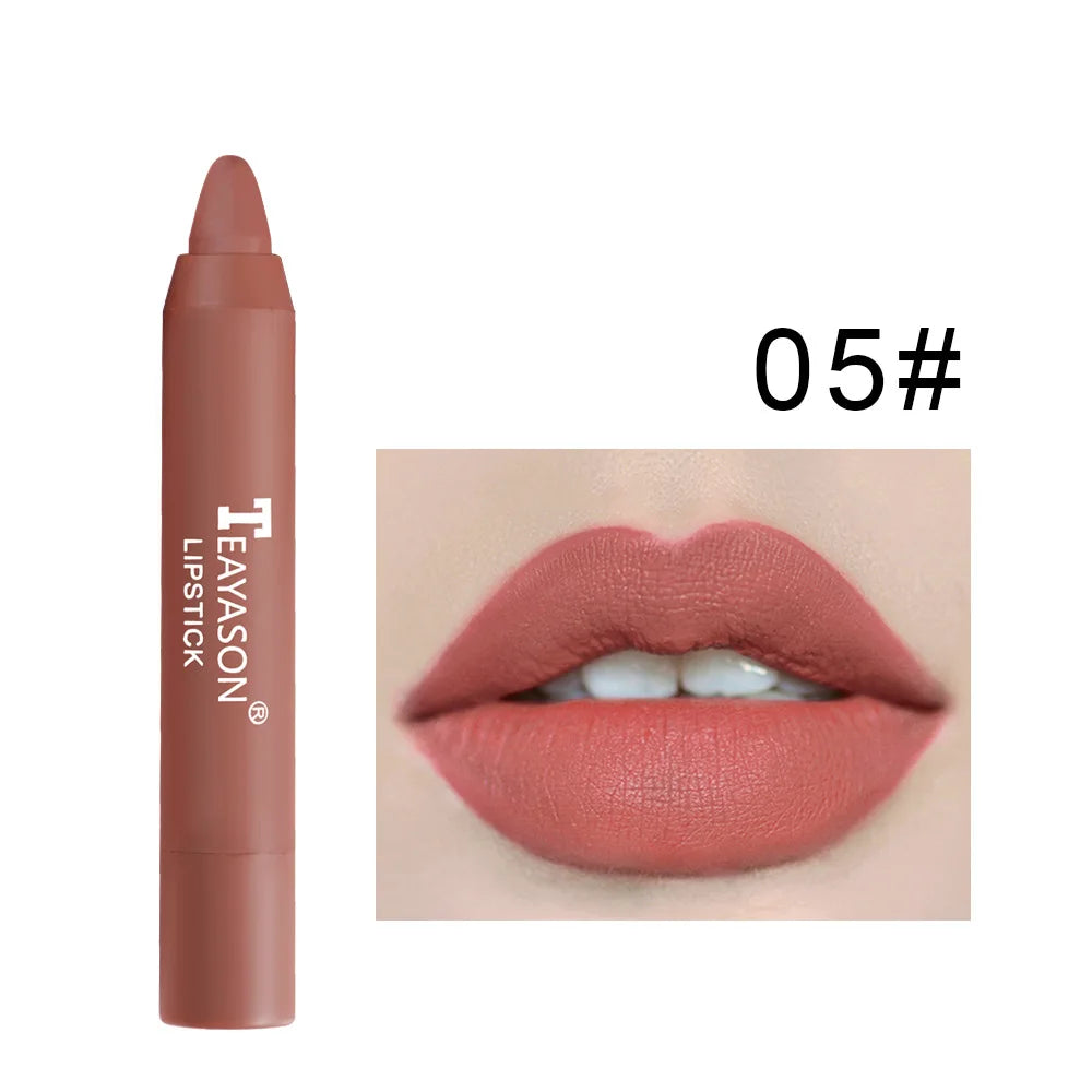 Nude Velvet Matte Lipstick Pen Lasting Waterproof Color Rendering Non-stick Cup Lipstick Pencil Lipliner Women Makeup Lip Stain