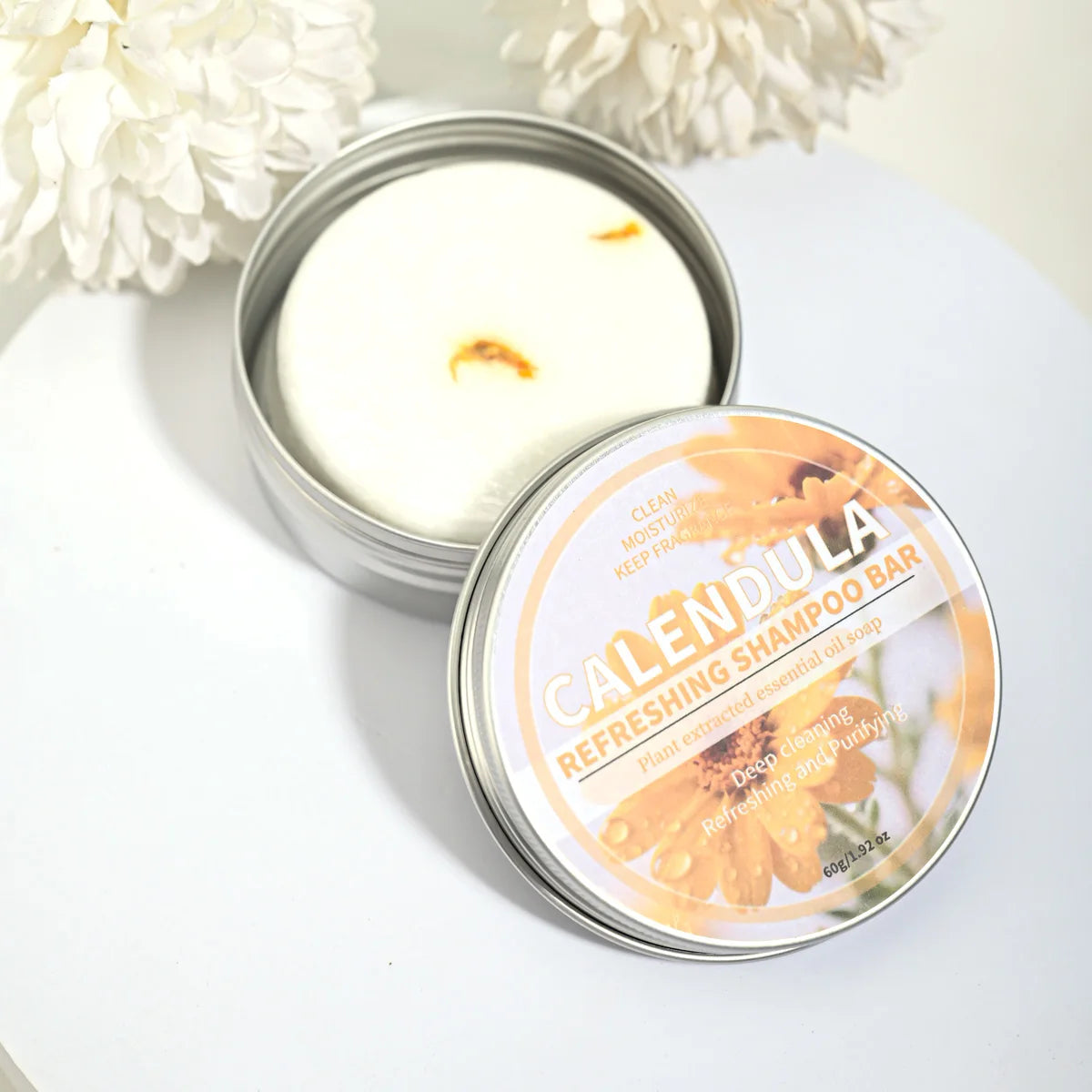 Calendula Shampoo Bar, Herbal Essential Oil Hair Care Soap, Deep Cleansing Natural Oil Soap
