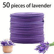 50 Lavender Scented Spiral Candles, Burning Time for 3-4 Hours, Fresh and Elegant Fragrance, Suitable for Yoga, Meditation, Home, Office and Outdoor Use, Portable and Long-Lasting Fragrance, Natural and Long-Lasting Lavender