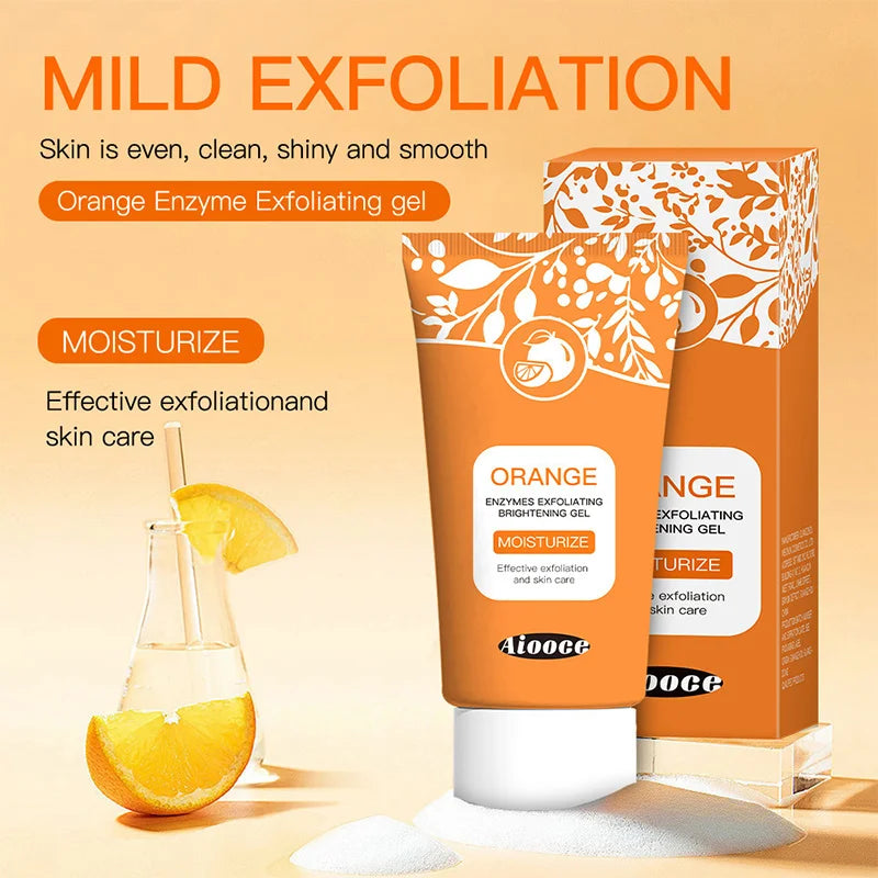 Orange Exfoliating Brightening Gel, Face Body Moisturizing Peeling Scrub, Deep Gentle Cleaning Pores, Remove Blackheads Exfoliat