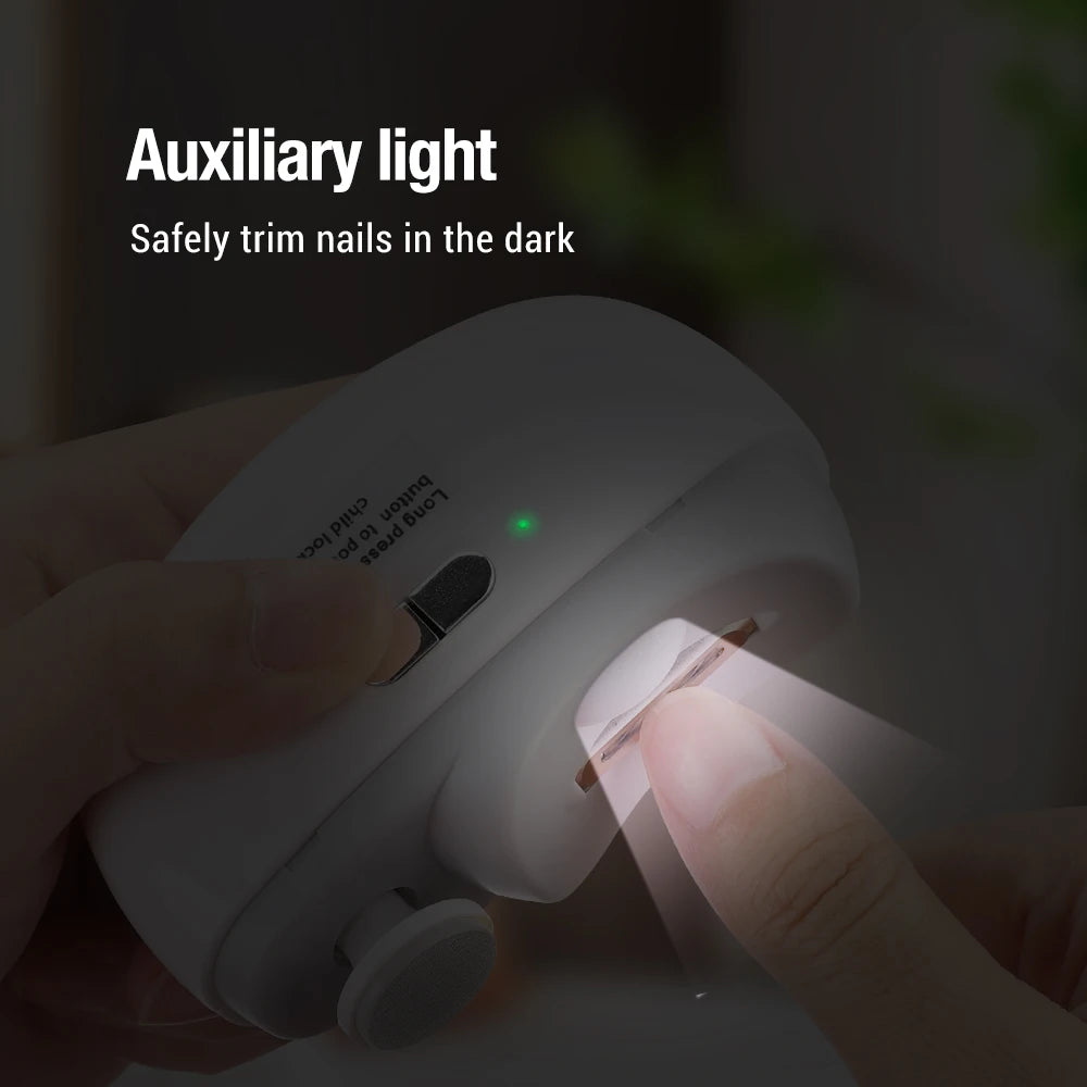 Electric Nail Clipper Cutter With LED Light 2in 1 Automatic Nail Grinder Trimmer For Baby Adult Mini Manicure Tools Nail Care