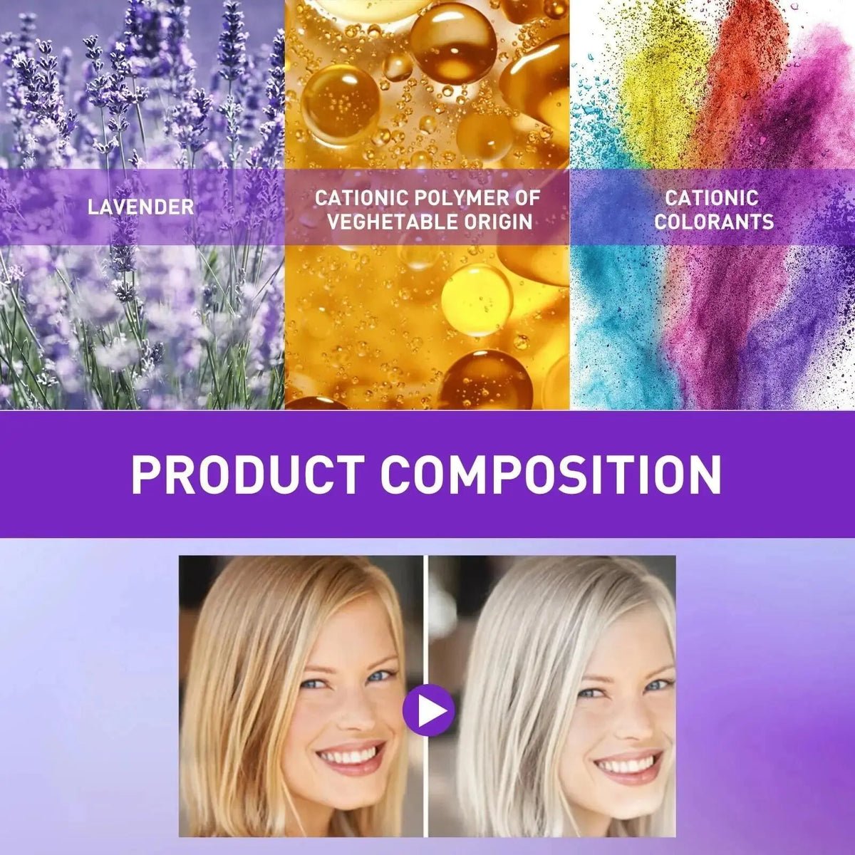 300Ml Color Fixing Purple Shampoo Lock Color Cover Gray Hair Fade Yellow After Bleach Hair Dye Long Lasting Non-irritating Care