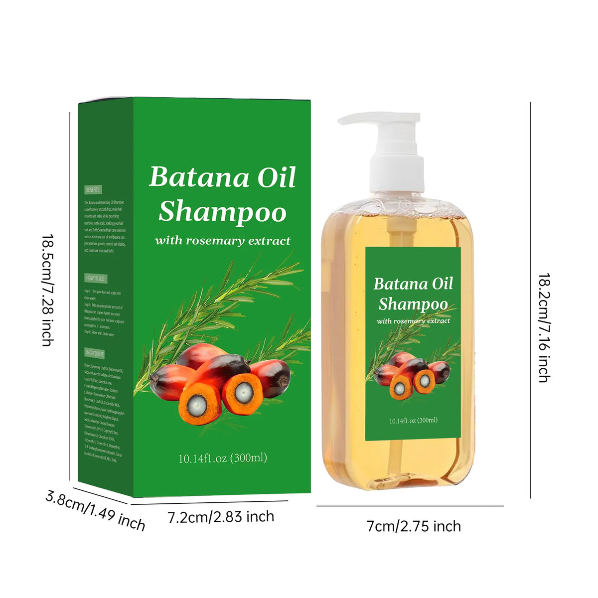 300ML Batana Oil Shampoo Nourishing Hair Growth Strengthens Restore Damaged Split Hair Scalp Cleansing Dandruff Control Care