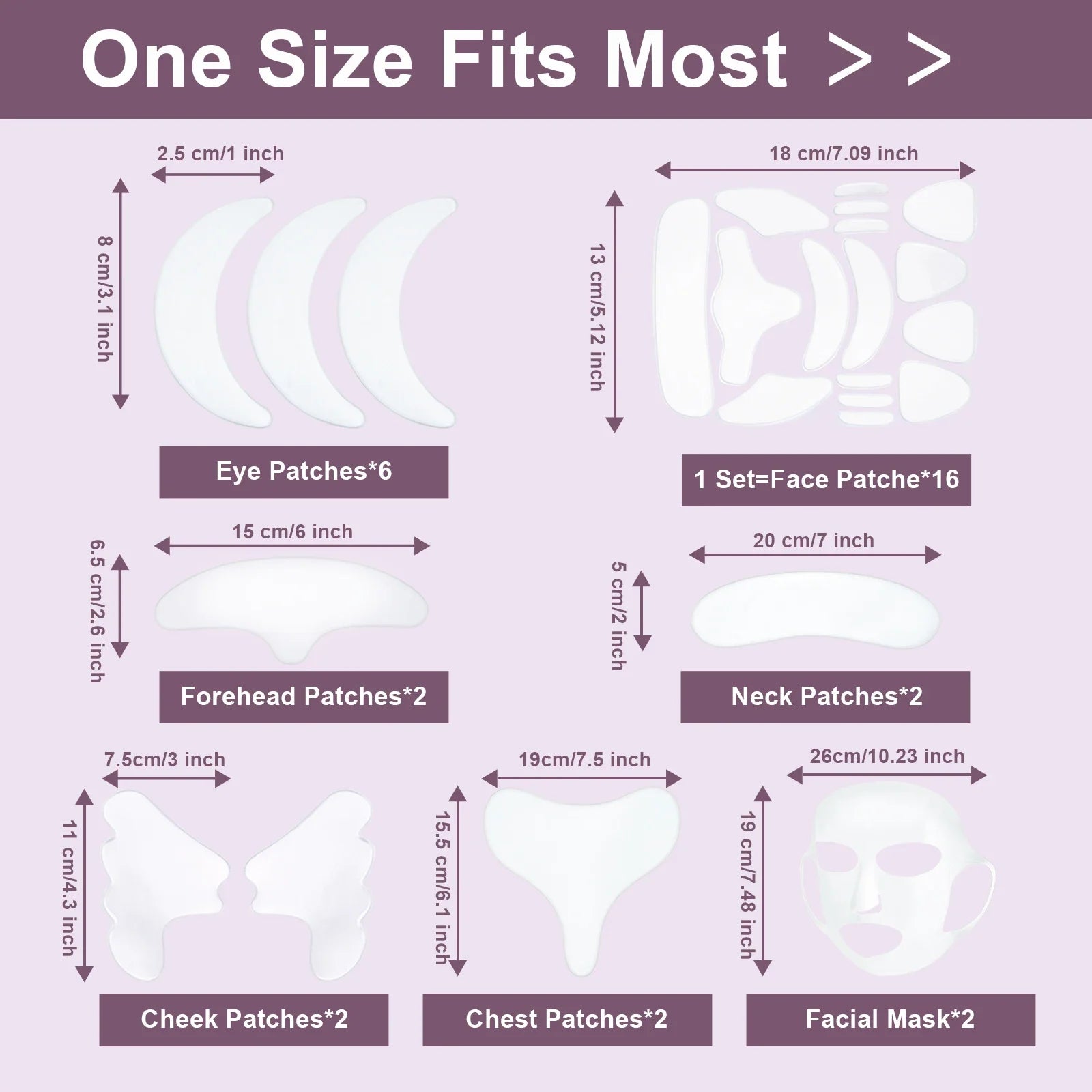 32Pcs Facial Chest Neck Silicone Pad Reusable Face Forehead Patche Facial Sleeping Mask Cover for Smoothing Chest Neck Eye Mouth